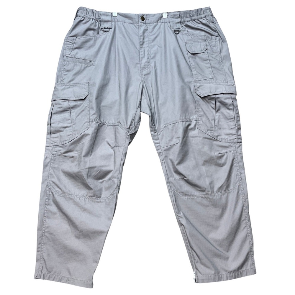 CQR Tactical Cargo Pants Mens Tag 46x30 Gray Ripstop Multi Pocket Zipper Cuff